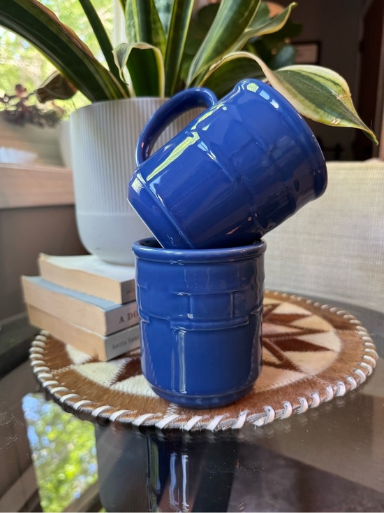 Longaberger Other - Longaberger Woven Blue Ceramic Mug Set of Two